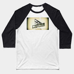 Oak Street & Olive Street1, Inglewood, CA by Mistah Wilson Baseball T-Shirt